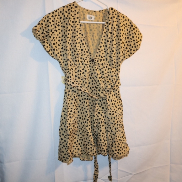 Marine Layer Camila Mini Dress Cheetah Print Mustard Tan Black Spots Small - Picture 4 of 12